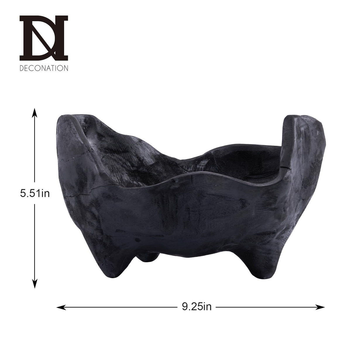 DN DECONATION oak wood black bowl used as fruit or candy on kitchen counter.