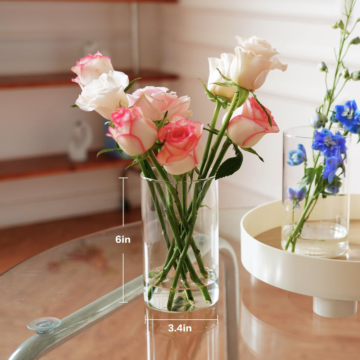 DNANAOL 6-inch clear glass vase ideal for floating candles and serene ambience.