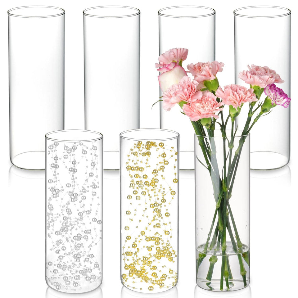 DNANAOL 7-piece glass cylinder vases for centerpiece display and table decor