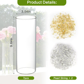 DNANAOL clear glass cylinder vases highlighting flowers with durable construction