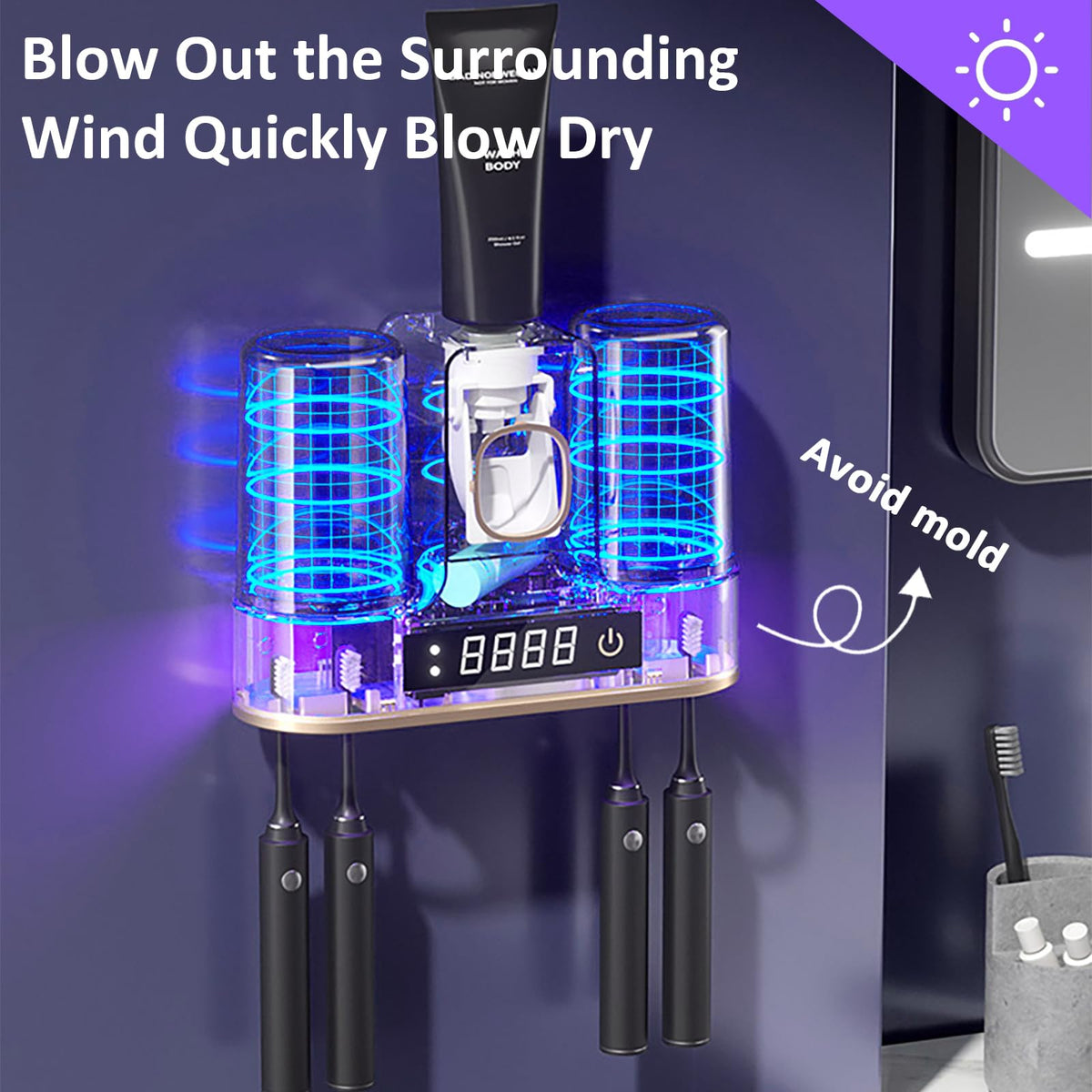 DNEXIMG wall mounted holder with toothpaste dispenser saves counter space