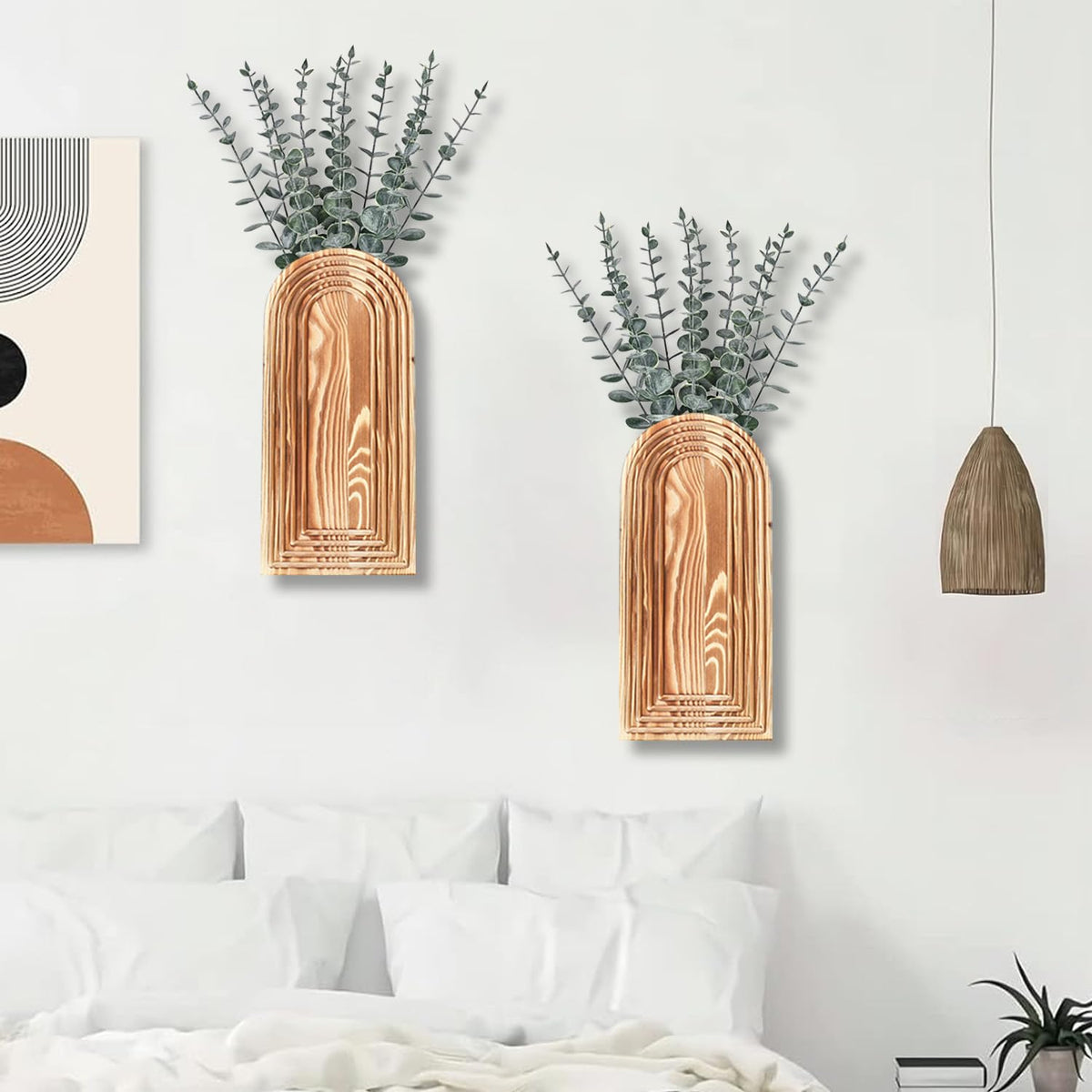 Dnnnii modern farmhouse boho wall decor complements living room styling.