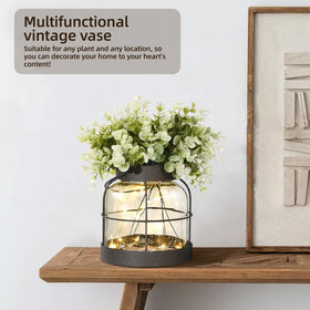 Dnnnii Vintage Glass Farmhouse Distressed-Metal Casing adds rustic charm