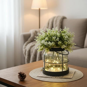 Dnnnii Vintage Glass Farmhouse Handled centerpiece is easy to carry at events