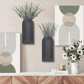 Dnnnii wooden wall vase black finish in hallway for natural texture