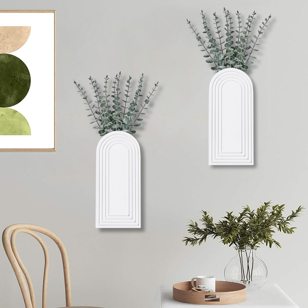 Dnnnii wooden wall vase set suitable for living room or dining area
