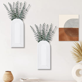 Dnnnii wooden wall vase set in white finish eco-friendly home decor