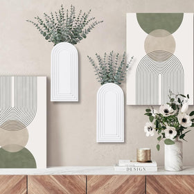 Dnnnii wooden wall vase set white finish pair adds natural charm to hallways