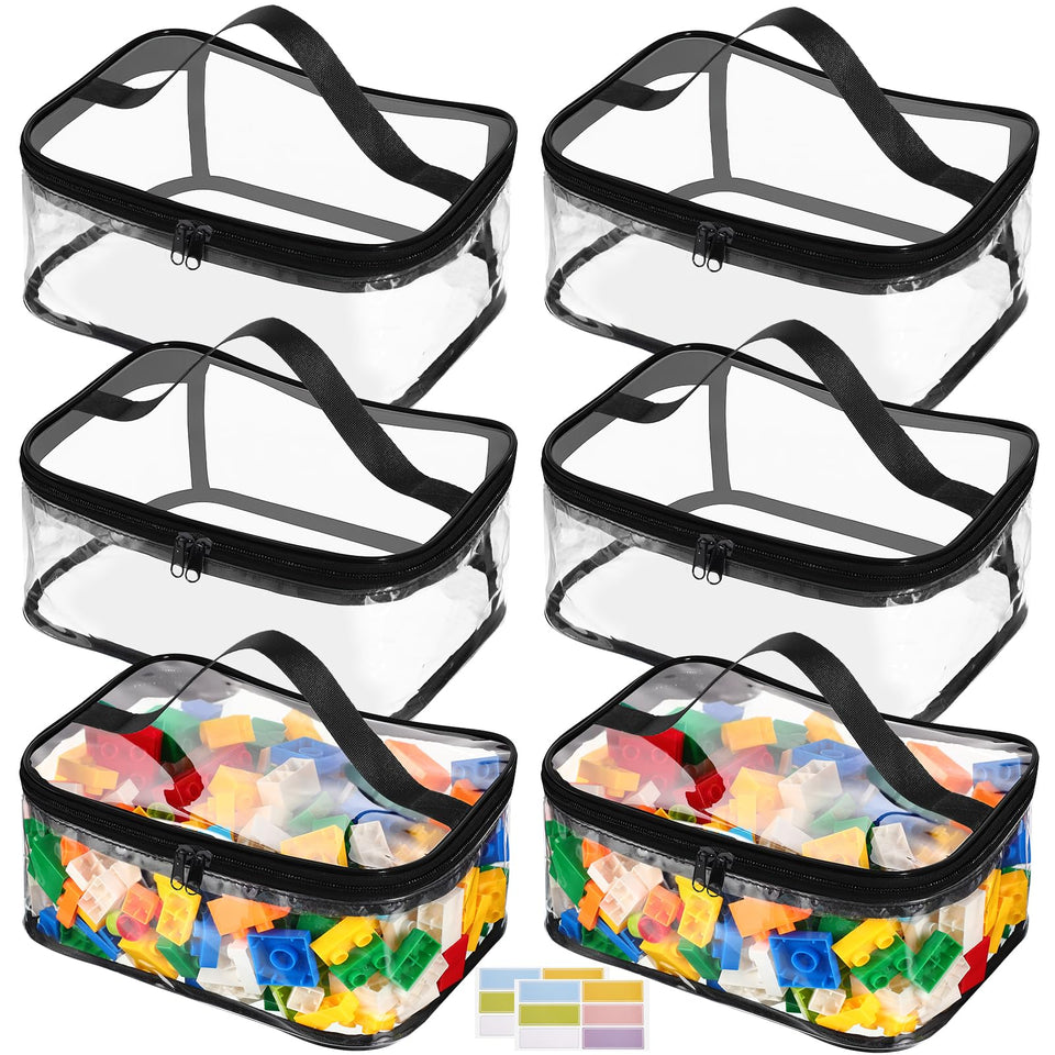 Dntorx six-pack clear toy storage bags neatly organize toys in a kid-friendly system