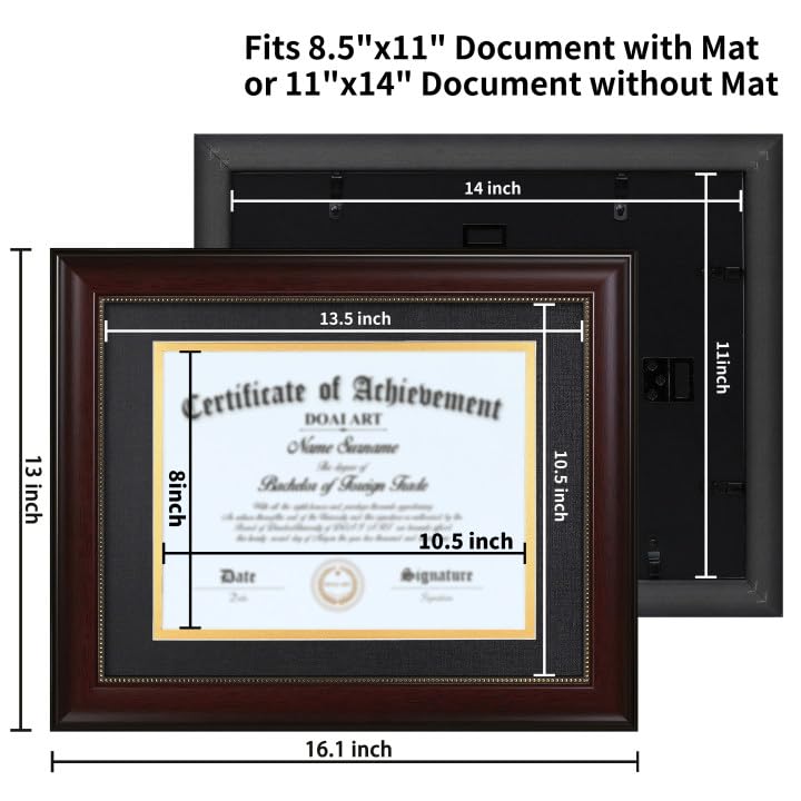 DOAI ART 11x14 certificate frame without mat option.