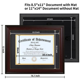 DOAI ART 11x14 certificate frame without mat option.