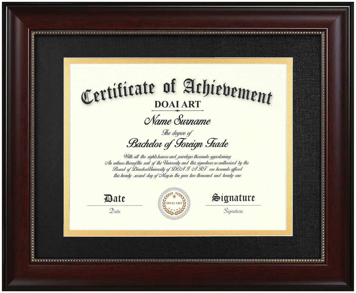 DOAI ART 8.5x11 diploma frame with classic mahogany finish.