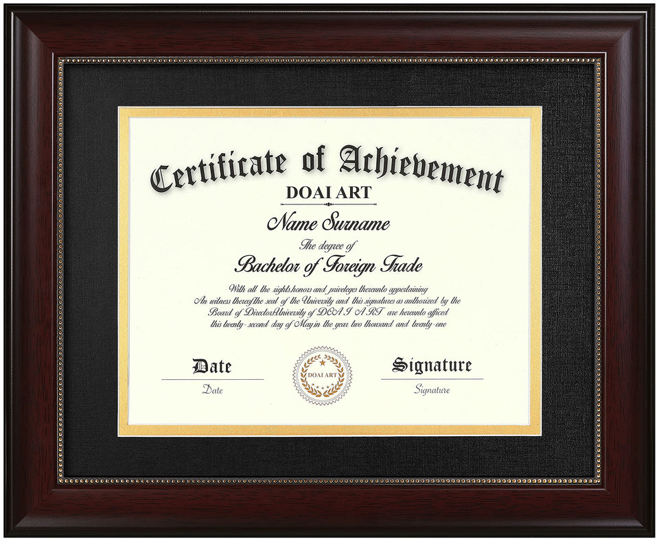 DOAI ART 8.5x11 diploma frame with classic mahogany finish.