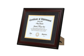 DOAI ART black-gold double mat highlights 8.5x11 diplomas with premium look.