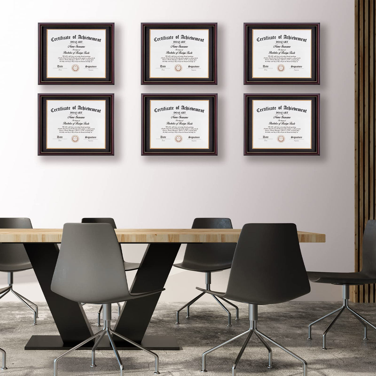 DOAI ART black-over-gold mat detail enhances diploma presentation.