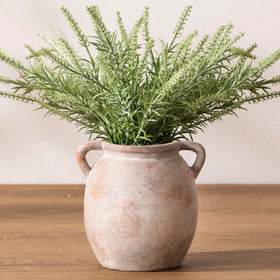 Dobbyby ceramic flower vase front view with rustic terracotta glaze for centerpieces
