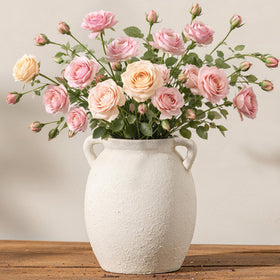 Dobbyby ceramic flower vase, 7.6-inch white finish, ideal for fresh or dried florals.
