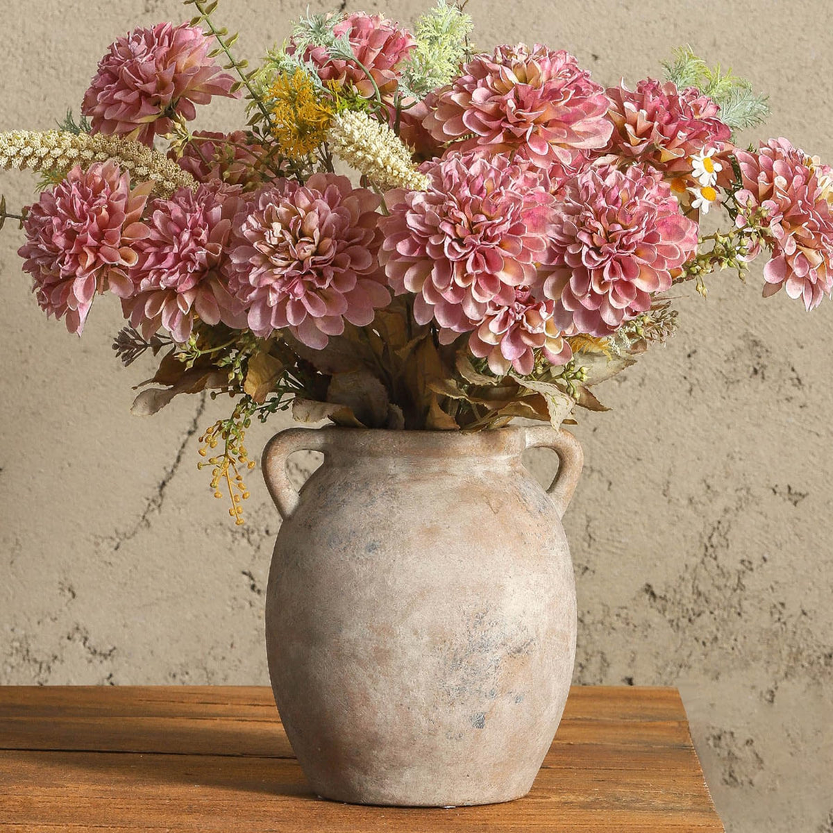 Dobbyby ceramic vase with whitewashed finish, ideal centerpiece for fresh or dried florals.
