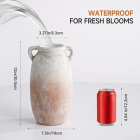 Dobbyby terra-cotta finish vase adds rustic charm to farmhouse or boho interiors.