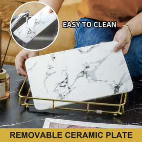 Dobbyby vanity tray on bathroom countertop for creams and serums at hand.