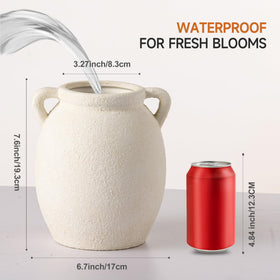 Dobbyby 7.6-inch ceramic vase, displayed with candles, blends modern and cottagecore decor.