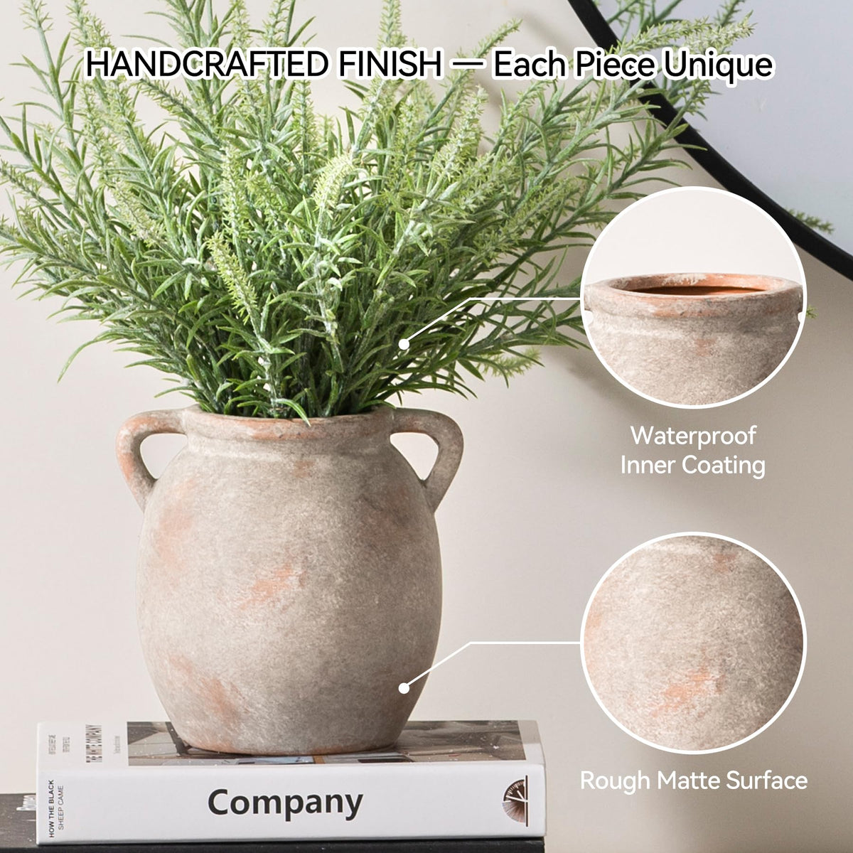 Dobbyby ceramic vase on shelf enhances farmhouse decor with a neutral tone