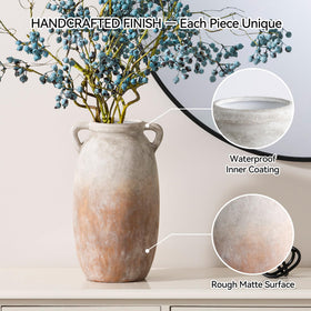 Dobbyby vase features waterproof interior suitable for fresh flowers.