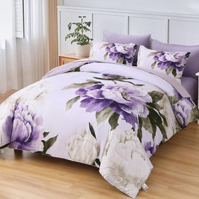 Dobuyly purple queen comforter set flat sheet showcases soft microfiber for comfortable nights