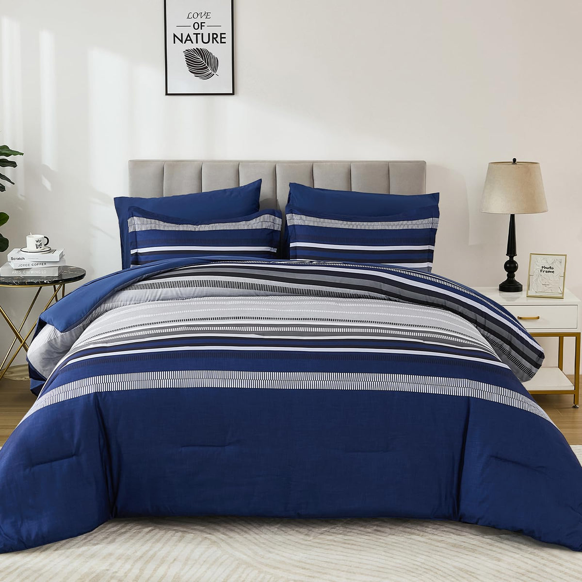 Dobuyly stripe-pattern comforter showcases a boho vibe while remaining soft and durable.