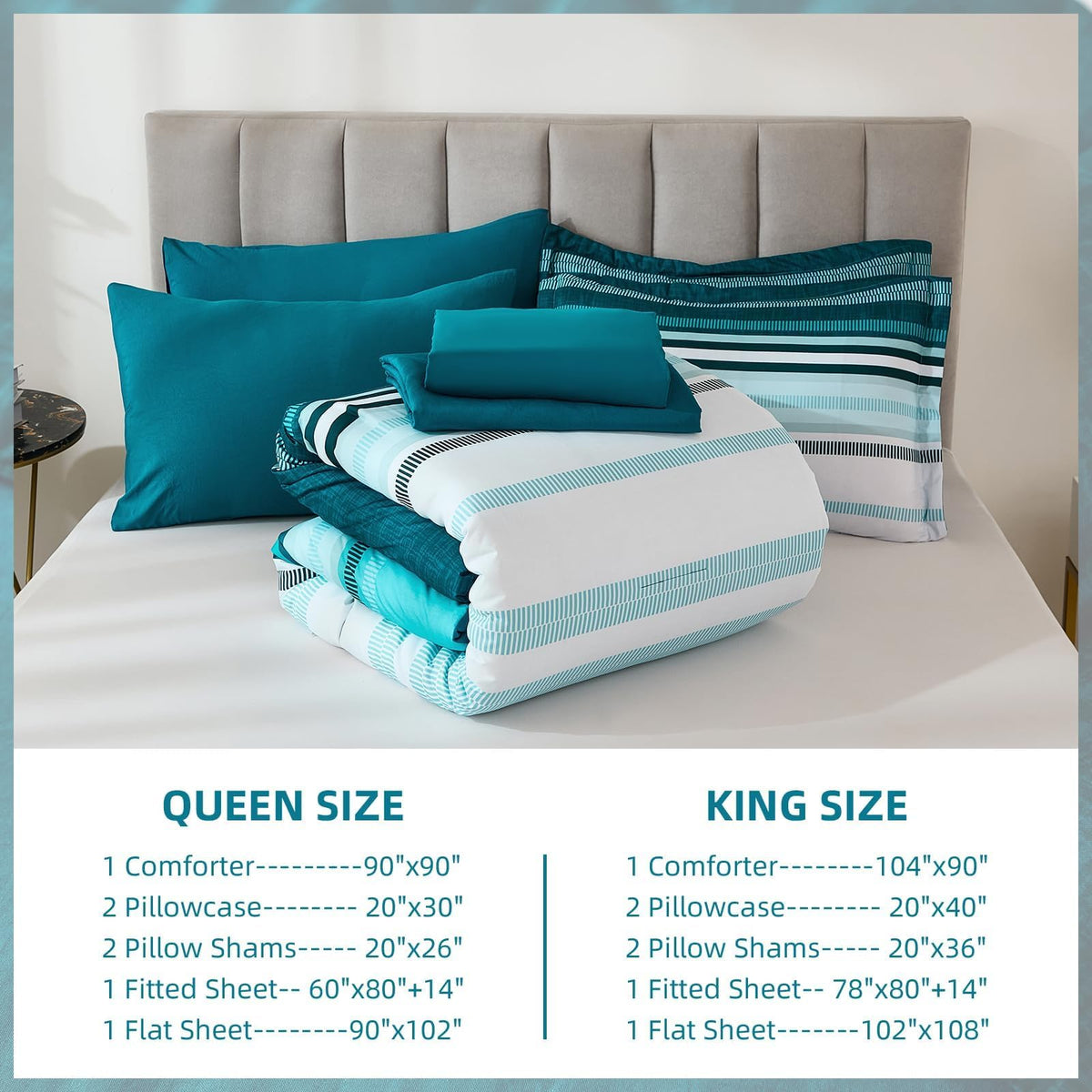 Dobuyly Teal Queen pillow shams provide decorative finishing touch