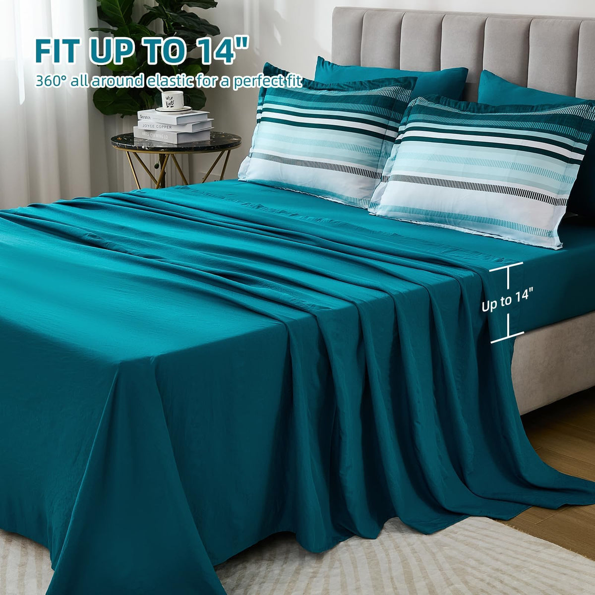 Dobuyly Teal Queen pillowcases with envelope closures for neat bedding