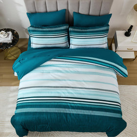Dobuyly Teal Queen striped design adds a modern boho touch to the room
