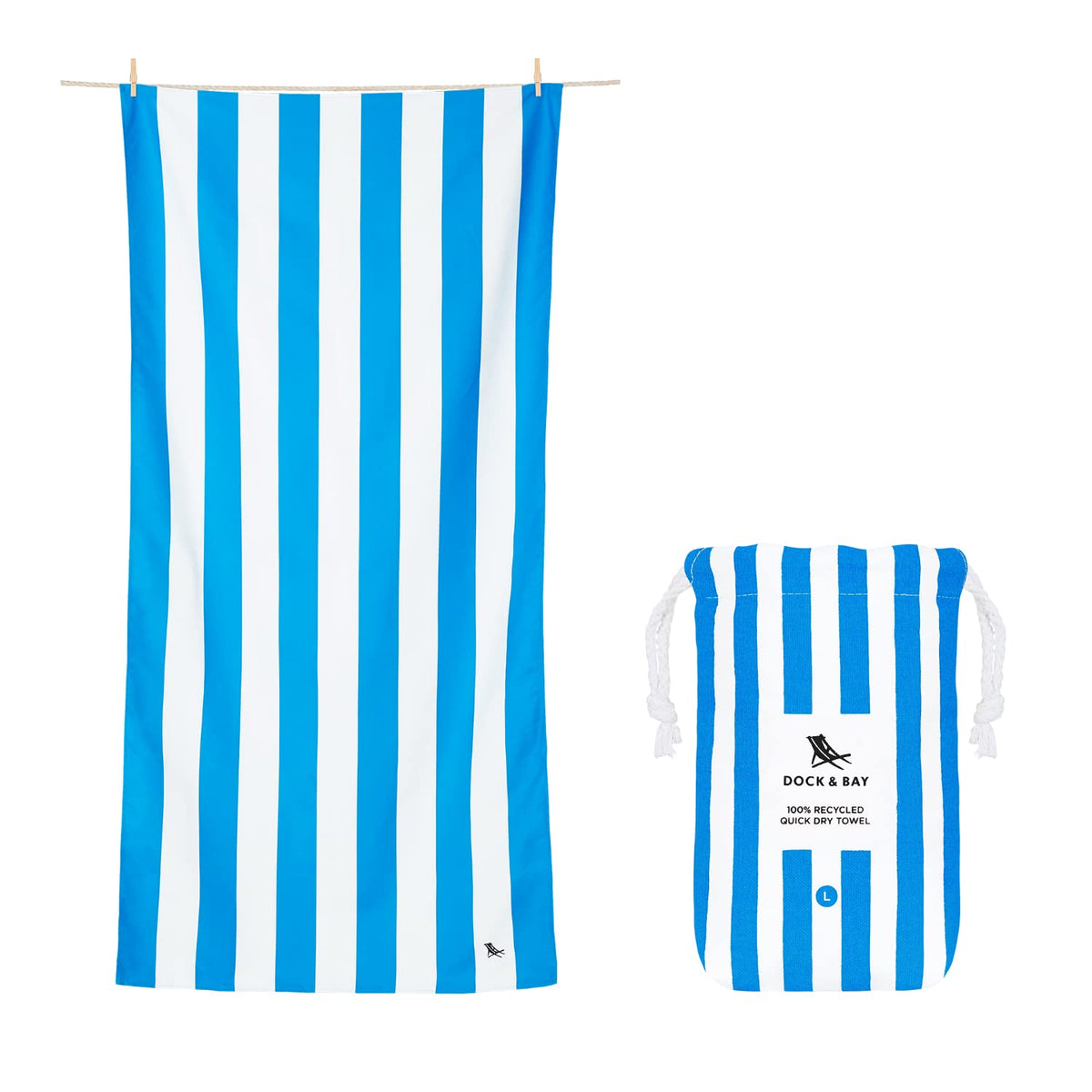 Dock & Bay Beach Towel Cabana design, large size for comfortable sunbathing.