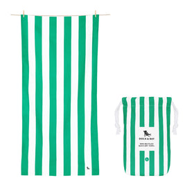 Dock & Bay cabana striped beach towel design for stylish sunbathing.