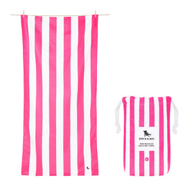 Dock & Bay Cabana quick-dry towel in bold stripes, perfect for beach days.