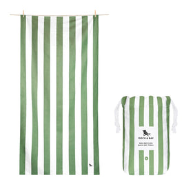 Dock & Bay Cayman Cabana towel with two-tone stripes, ideal for beach lounging.
