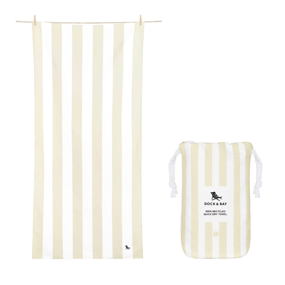 Dock & Bay Cabana Stripe towel dries quickly after a swim.