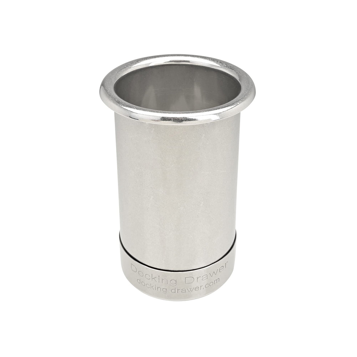 Docking Drawer 3-inch stainless steel canister holds hot tools securely for styling.