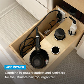 Docking Drawer inside-drawer organization reduces countertop clutter during routines.