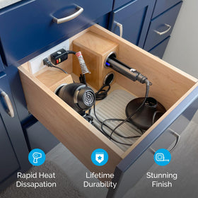 Docking Drawer open-bottom flex design enables versatile placement in drawers.