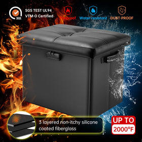 DocSafe hidden storage lid reveals private compartment inside the ottoman