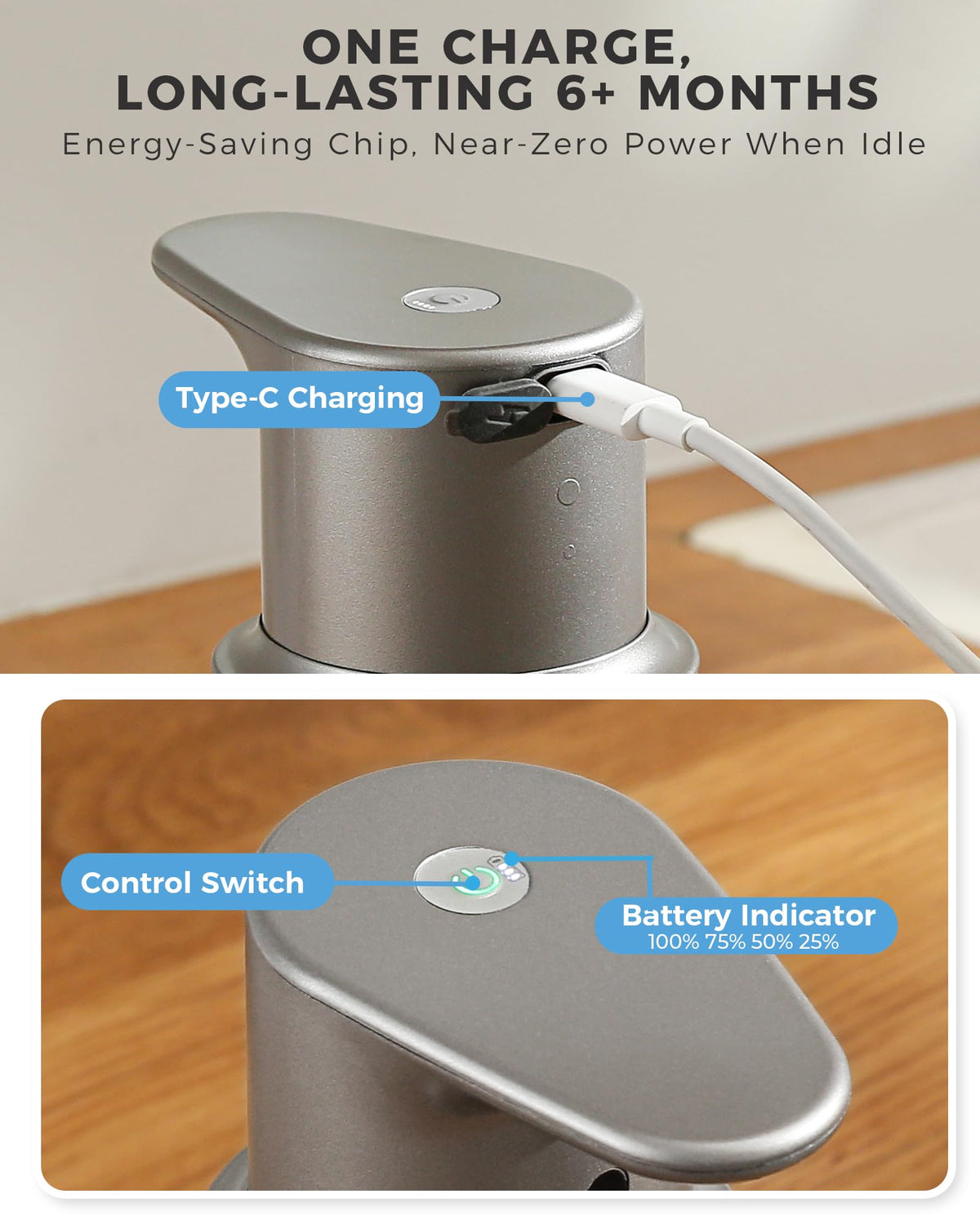 DODO MEKIA USB rechargeable port enables cord-free operation
