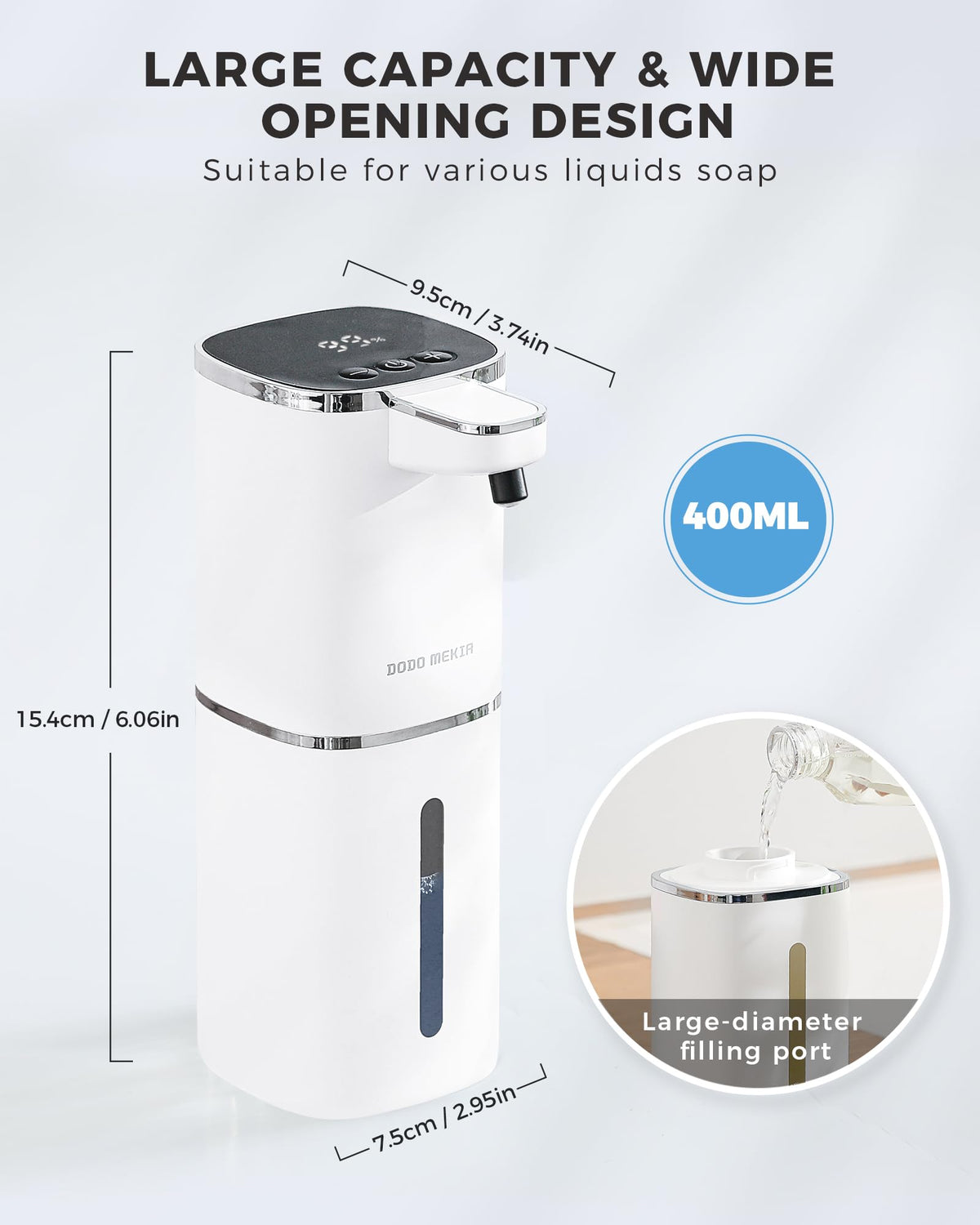 Dodomekia USB rechargeable foaming dispenser with touchless sensor in kitchen