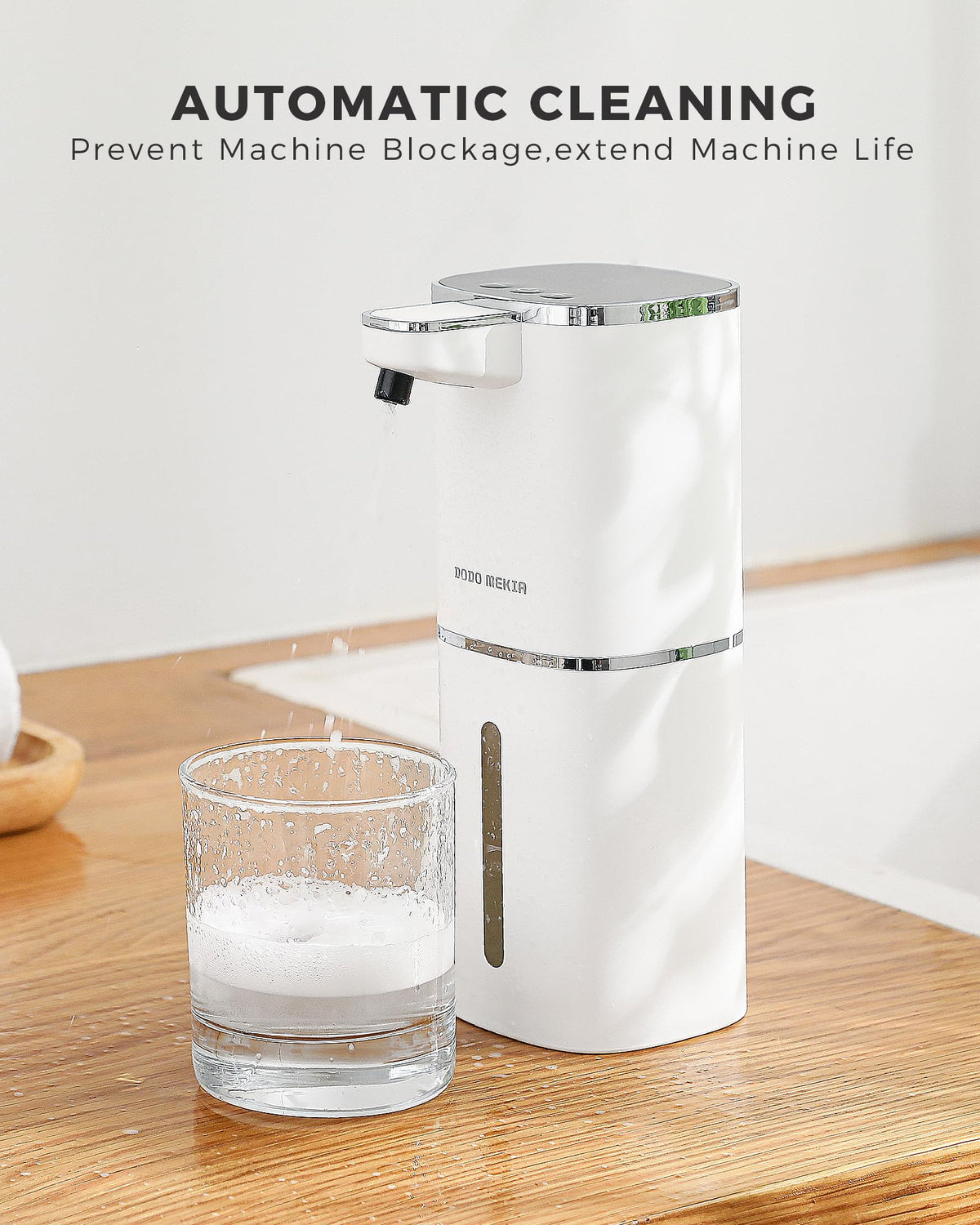 Dodomekia transparent reservoir shows soap level for easy refills