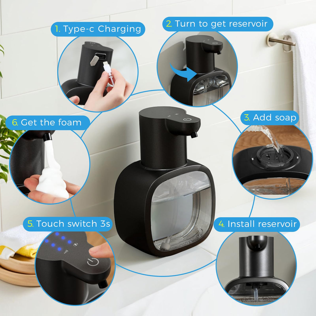 DODO MEKIA wall-mount option or countertop placement saves space.
