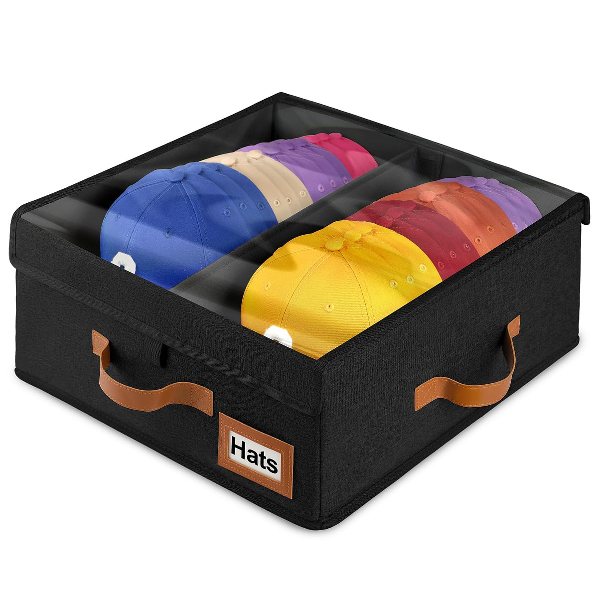Dofilachy 2-in-1 stackable hat storage with clear lid for quick hat visibility.