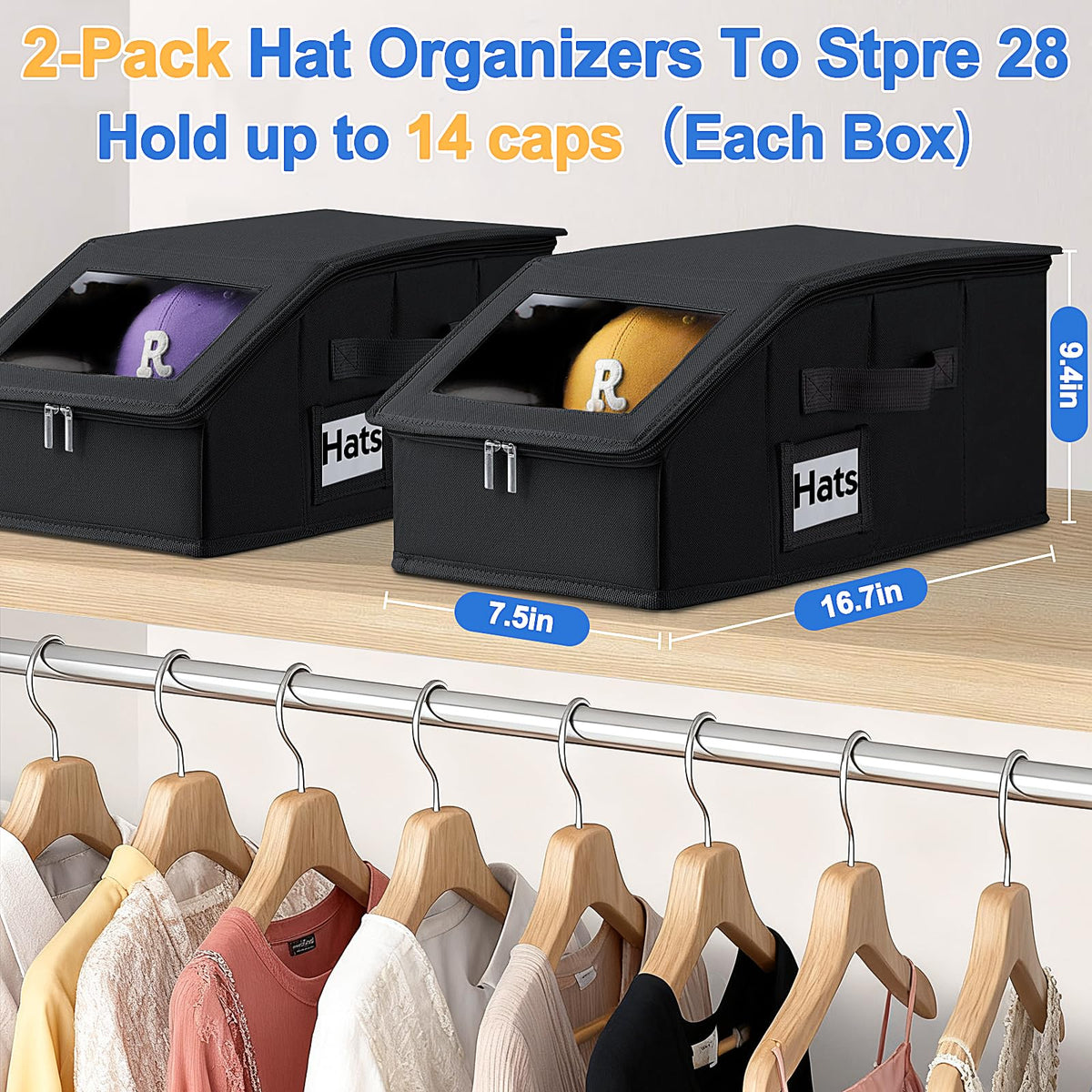 Dofilachy baseball cap boxes with two-way zip for easy access.