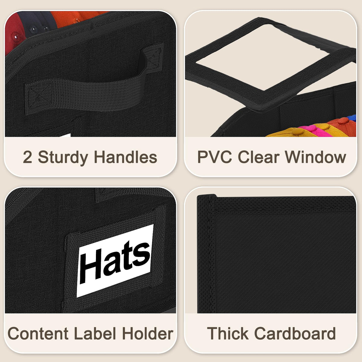 Dofilachy closet display hat box keeps hats visible.