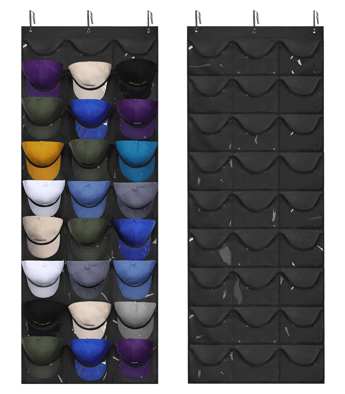 Dofilachy hat rack on wall with three hooks keeps caps organized and accessible.