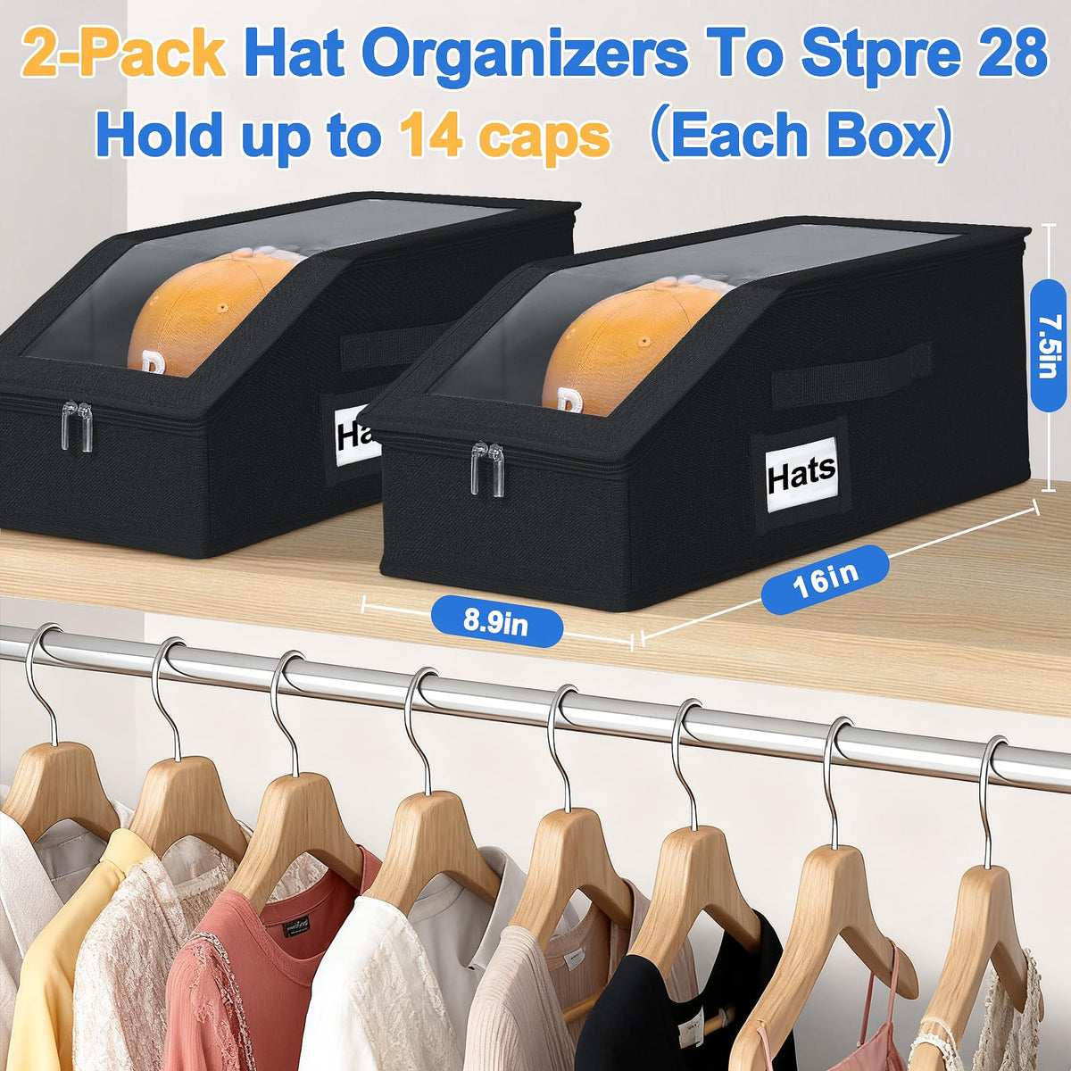 Dofilachy stackable cap storage system saves closet space.